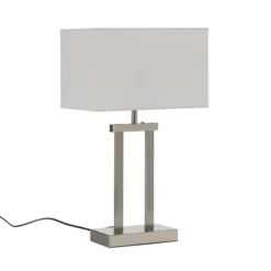 Lámpara de mesa Lindby Sigurd, blanca, tela, altura 54cm, E27