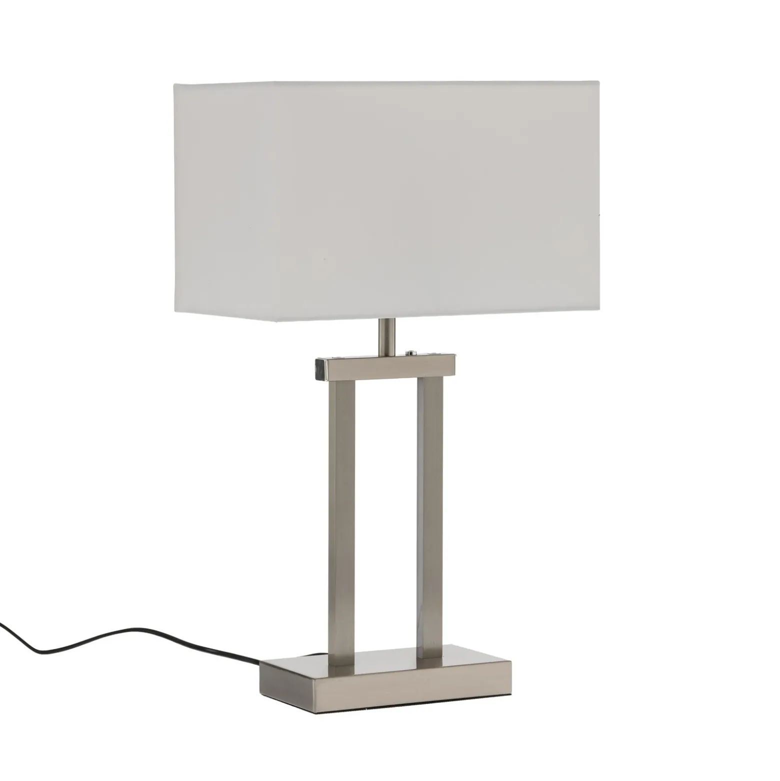 Lámpara de mesa Lindby Sigurd, blanca, tela, altura 54cm, E27