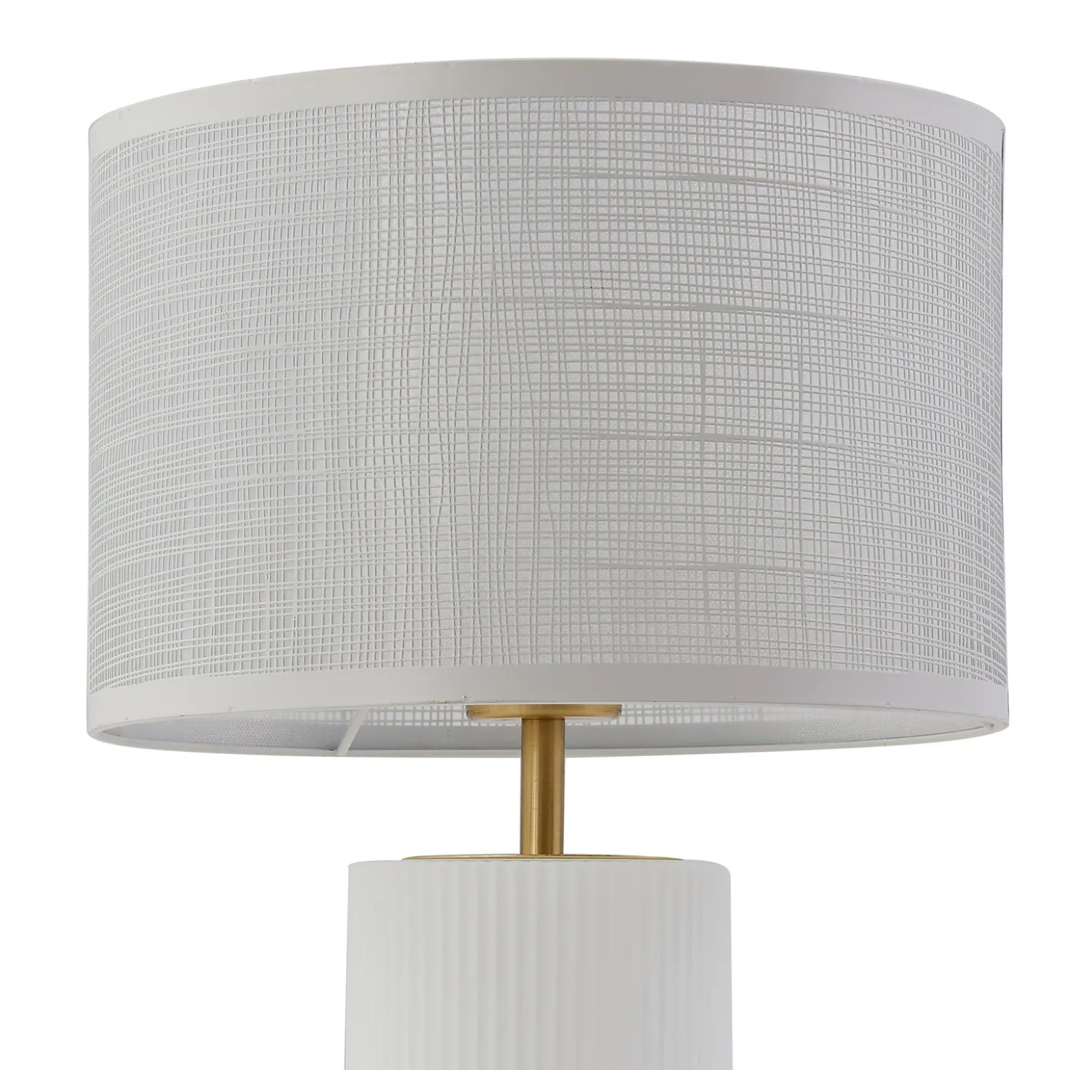 Lámpara de mesa Lindby Sorscha, blanca, hierro, Ø 26 cm