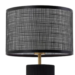 Lámpara de mesa Lindby Sorscha, negra, hierro, Ø 26 cm
