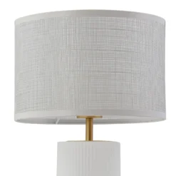 Lámpara de mesa Lindby Sorscha, blanca, hierro, Ø 26 cm