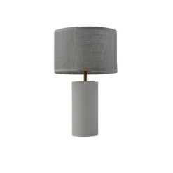 Lámpara de mesa Lindby Sorscha, blanca, hierro, Ø 26 cm