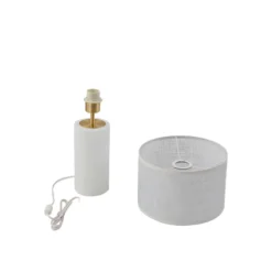 Lámpara de mesa Lindby Sorscha, blanca, hierro, Ø 26 cm