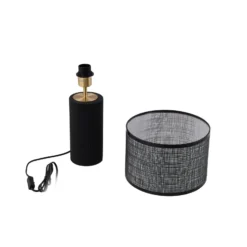 Lámpara de mesa Lindby Sorscha, negra, hierro, Ø 26 cm
