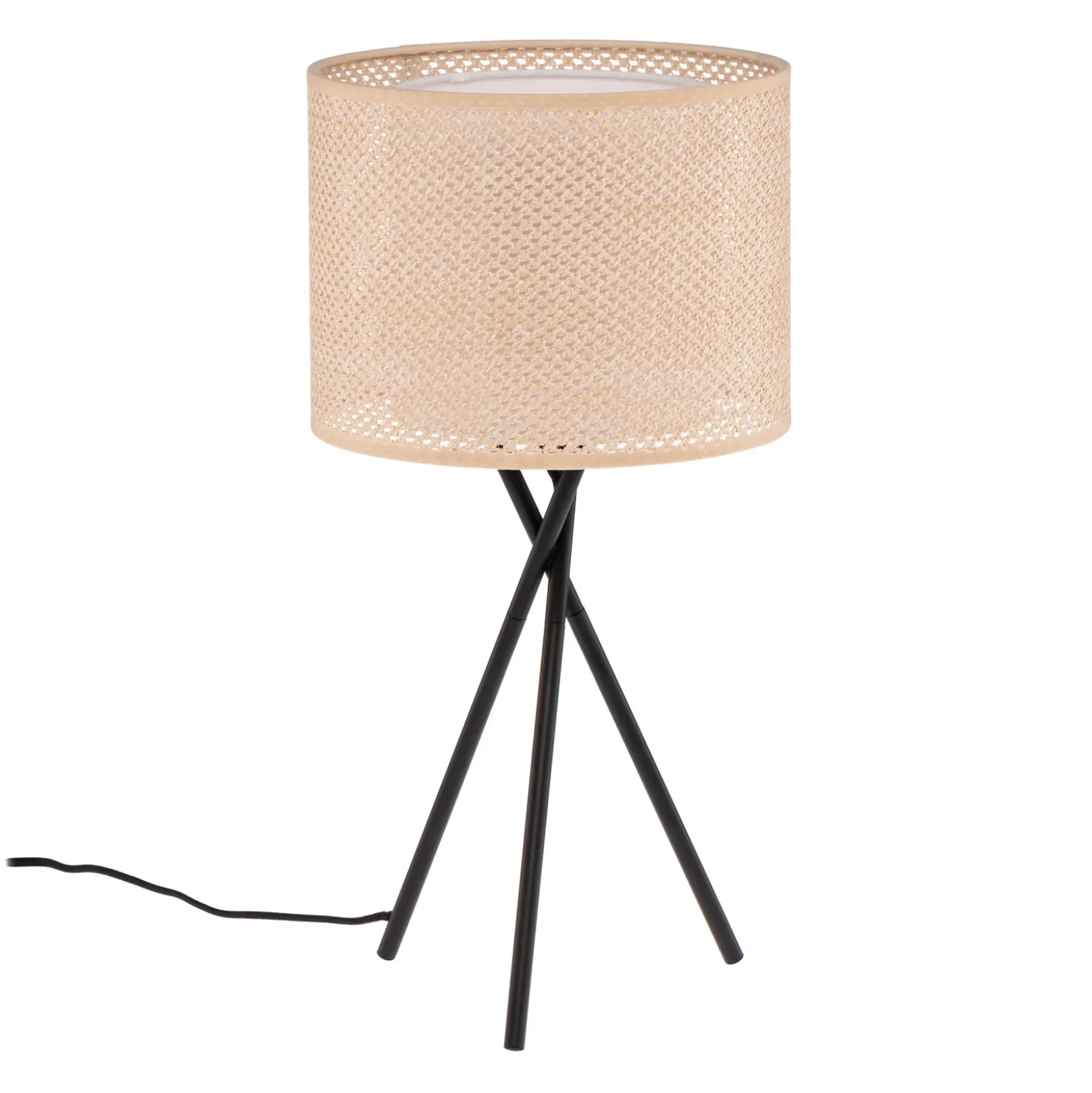 Lámpara de mesa Lindby Soula, Ø 26 cm, beige, plástico, E27