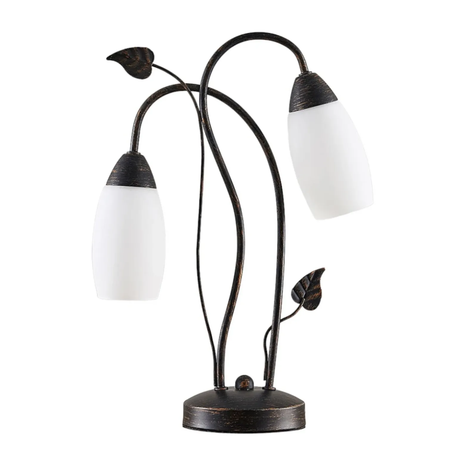 Lámpara de mesa Lindby Stefania, negro/oro, cristal, E14, 40 cm
