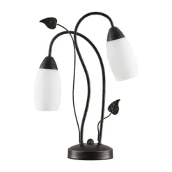 Lámpara de mesa Lindby Stefania, negro/oro, cristal, E14, 40 cm