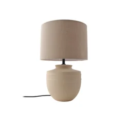 Lámpara de mesa Lindby Thalassia, beige, Ø 30 cm, cerámica