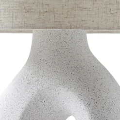 Lámpara de mesa Lindby Thalassia, blanca, Ø 30 cm, cerámica