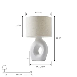 Lámpara de mesa Lindby Thalassia, blanca, Ø 30 cm, cerámica