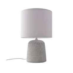 Lámpara de mesa Lindby Thalassia, blanca, Ø 26 cm, cerámica