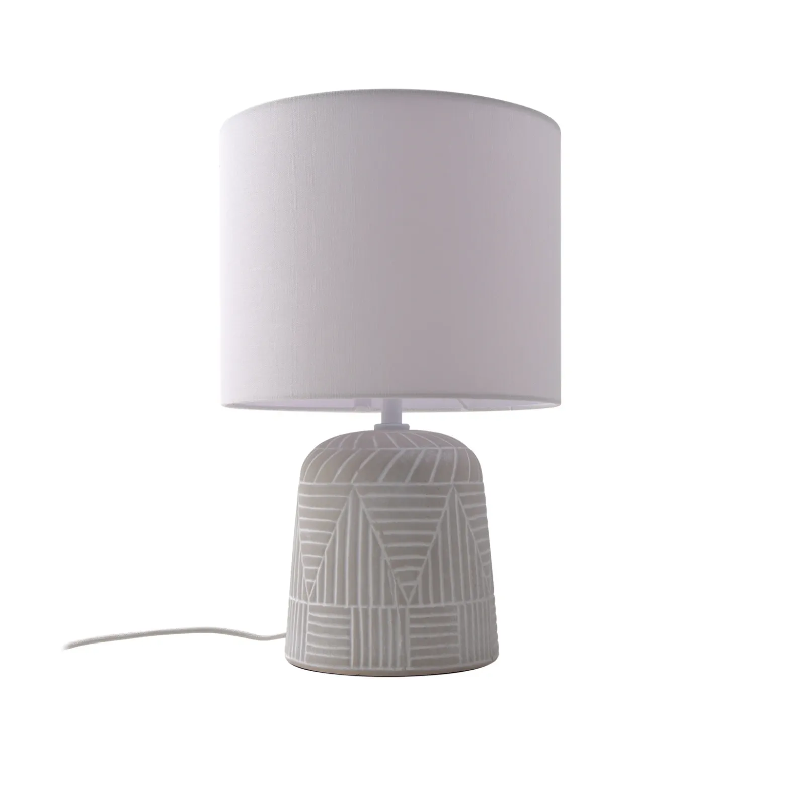 Lámpara de mesa Lindby Thalassia, blanca, Ø 26 cm, cerámica