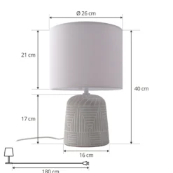 Lámpara de mesa Lindby Thalassia, blanca, Ø 26 cm, cerámica
