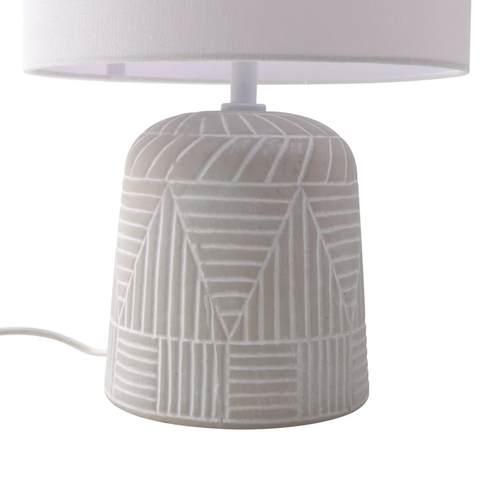 Lámpara de mesa Lindby Thalassia, blanca, Ø 26 cm, cerámica