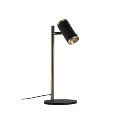 Lámpara de mesa Lúmenes, negro/oro envejecido, altura 42 cm, metal