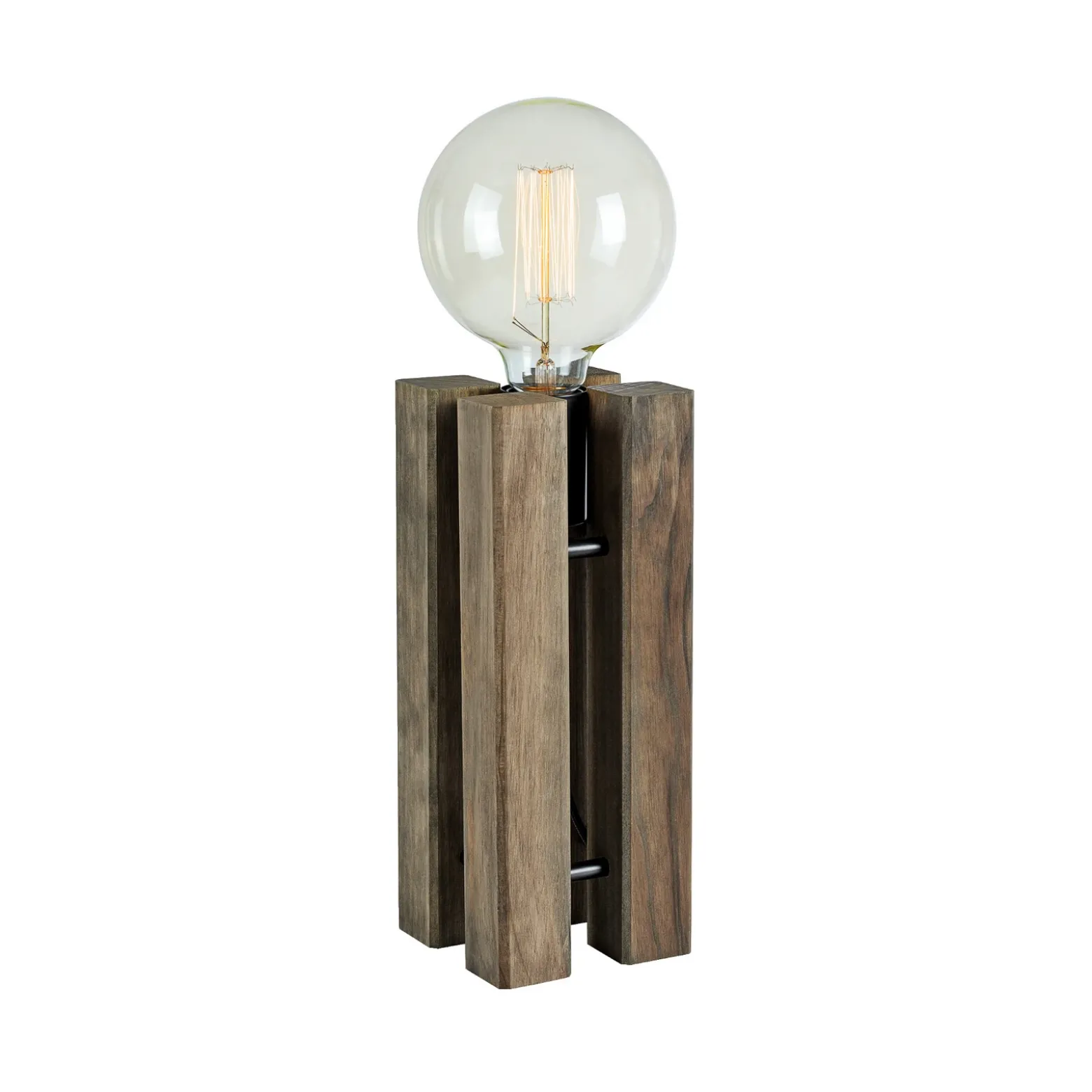 Lámpara de mesa Lodge, altura 28 cm, marrón, madera
