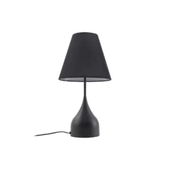 Lámpara de mesa Lucande Luoti, negra, textil, altura 57 cm