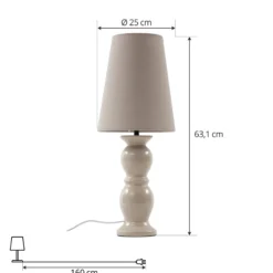 Lámpara de mesa Lucande Lyndorin, beige, cerámica