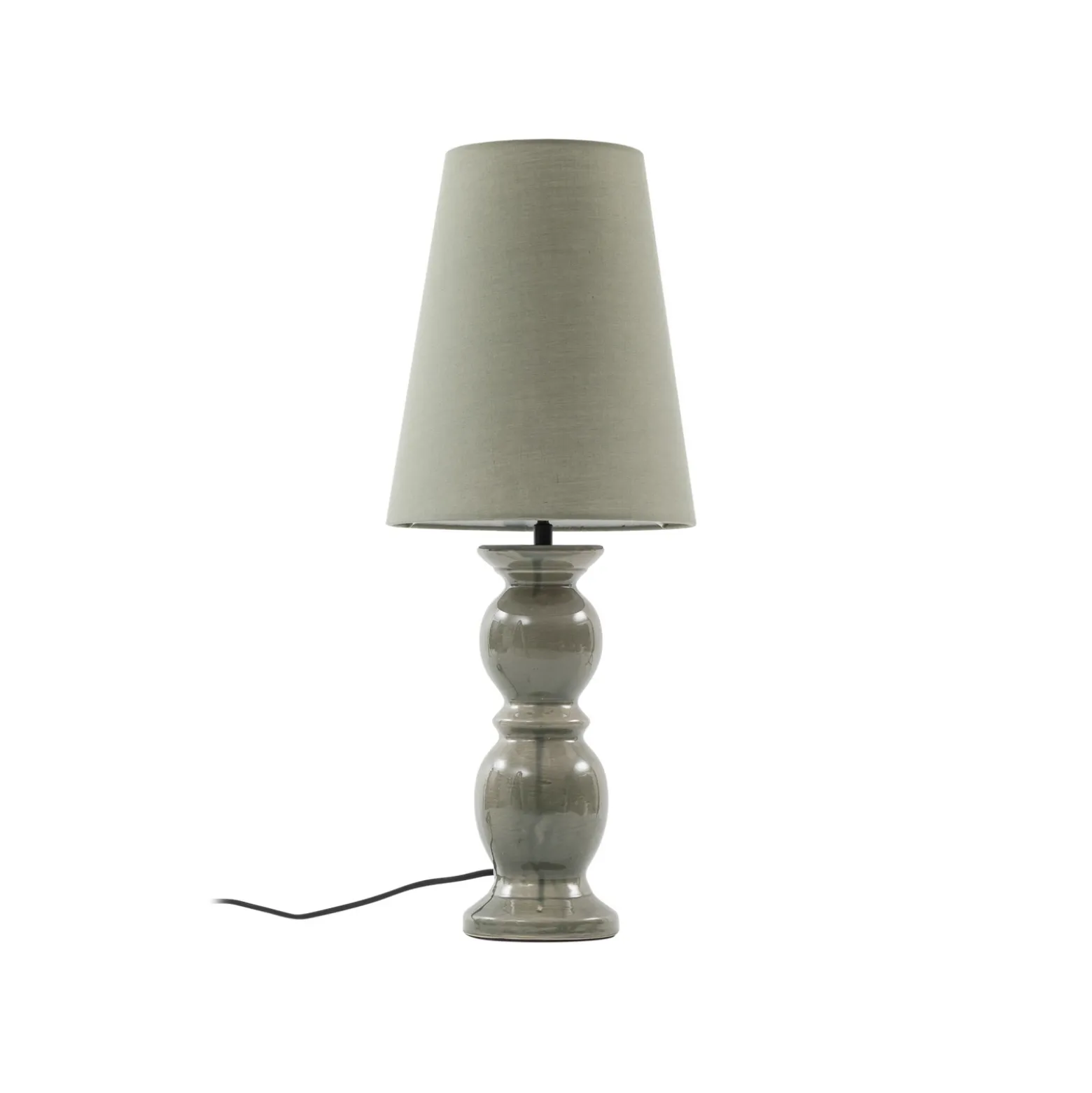 Lámpara de mesa Lucande Lyndorin, verde, cerámica