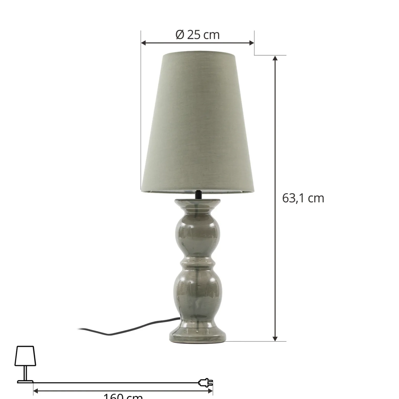 Lámpara de mesa Lucande Lyndorin, verde, cerámica