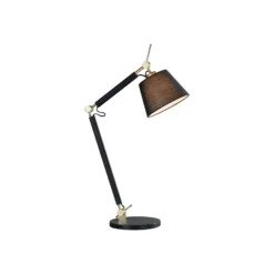 Lámpara de mesa Lucande Marvaine, negra/dorada, regulable
