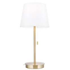 Lámpara de mesa Ludwig, USB blanco/latón antiguo