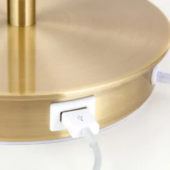 Lámpara de mesa Ludwig, USB blanco/latón antiguo