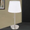 Lámpara de mesa Ludwig, USB blanco/níquel mate