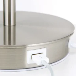 Lámpara de mesa Ludwig, USB blanco/níquel mate