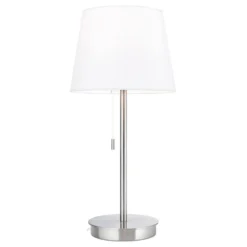 Lámpara de mesa Ludwig, USB blanco/níquel mate