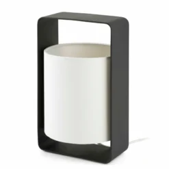 Lámpara de mesa Lula en blanco y negro, 27 cm