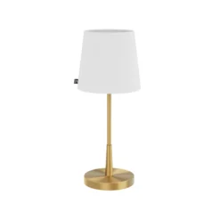 Lámpara de mesa Lumi de By Rydens, 49 cm, dorada/blanca, textil