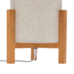 Lámpara de mesa 3193, madera, textil de lino, altura 32cm
