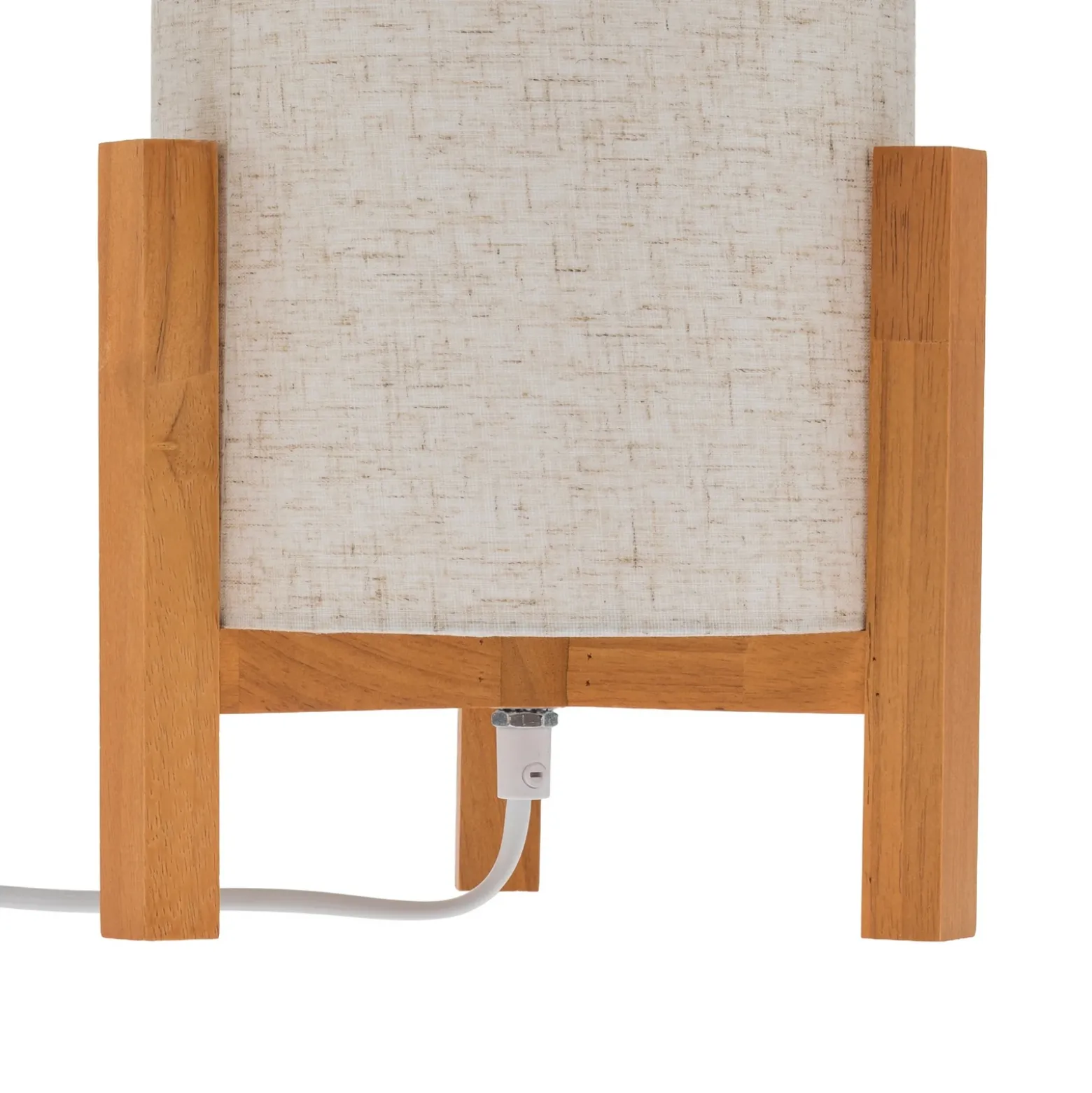 Lámpara de mesa 3193, madera, textil de lino, altura 32cm