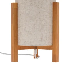 Lámpara de mesa 3193, madera, textil de lino, altura 52cm