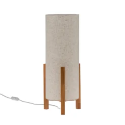 Lámpara de mesa 3193, madera, textil de lino, altura 52cm