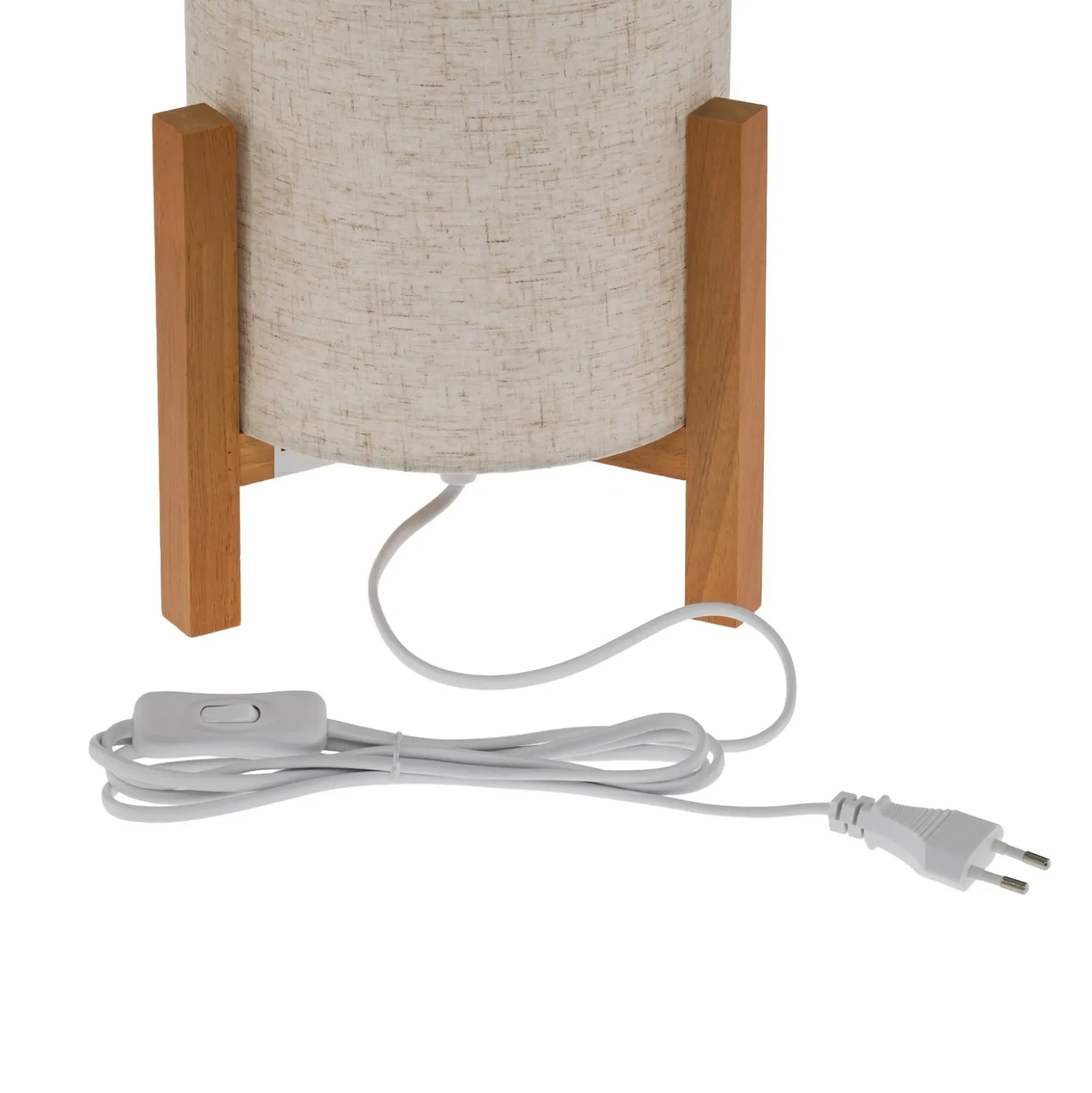 Lámpara de mesa 3193, madera, textil de lino, altura 32cm