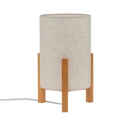 Lámpara de mesa 3193, madera, textil de lino, altura 32cm