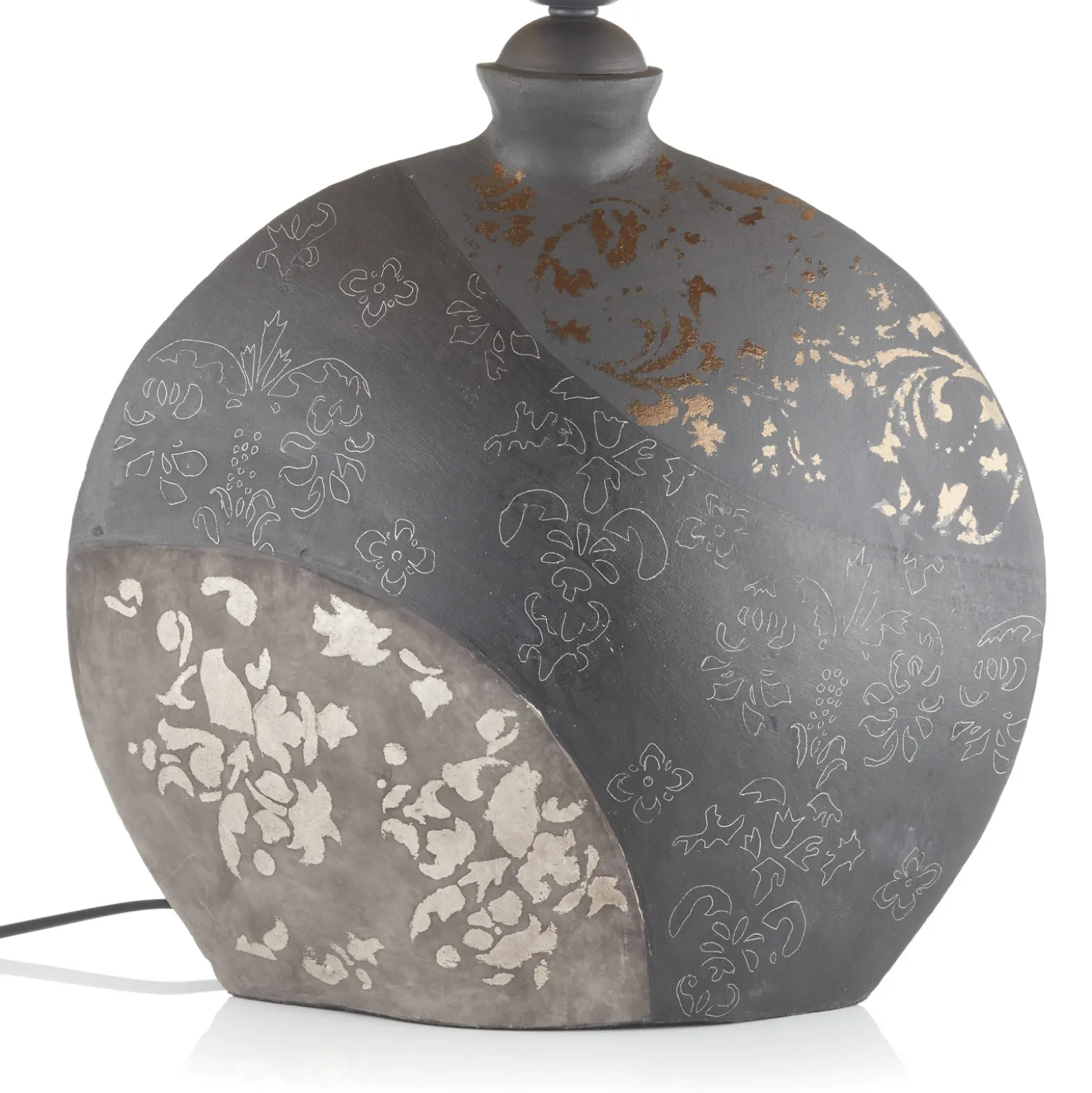 Lámpara de mesa Mary, cerámica y chintz alto 50 cm