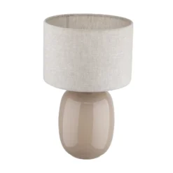 Lámpara de mesa Melody, arena, textil, altura 48 cm, E27