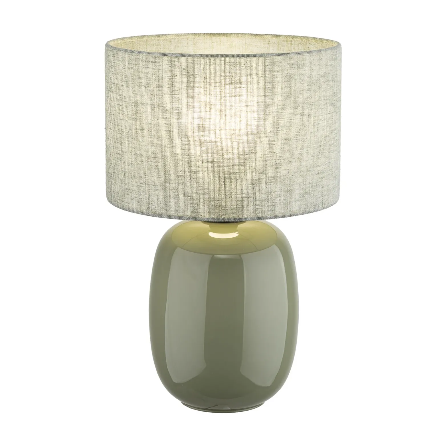 Lámpara de mesa Melody, verde oliva, textil, altura 48 cm, E27