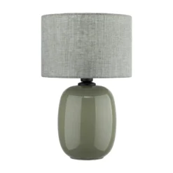 Lámpara de mesa Melody, verde oliva, textil, altura 48 cm, E27