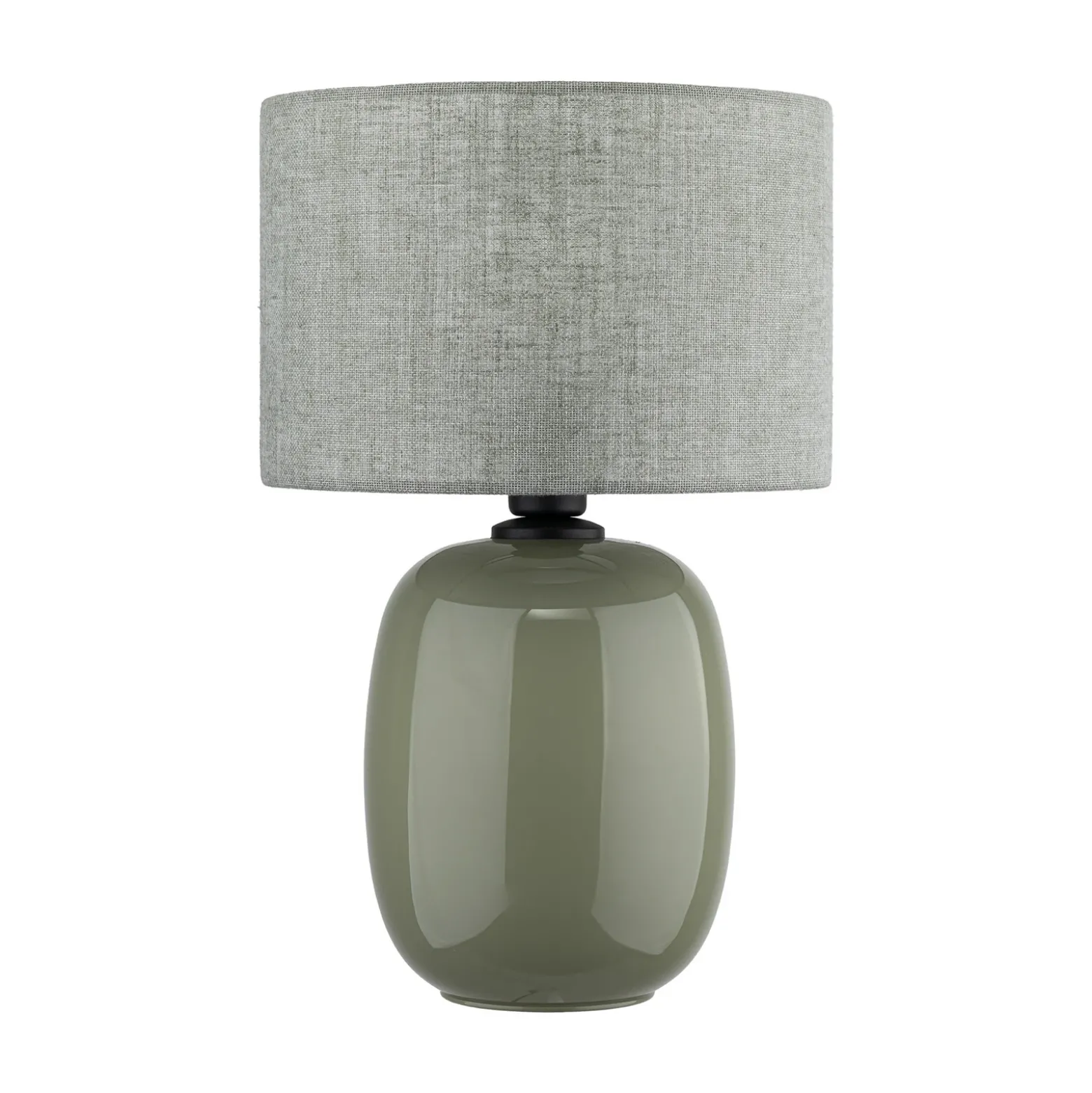 Lámpara de mesa Melody, verde oliva, textil, altura 48 cm, E27
