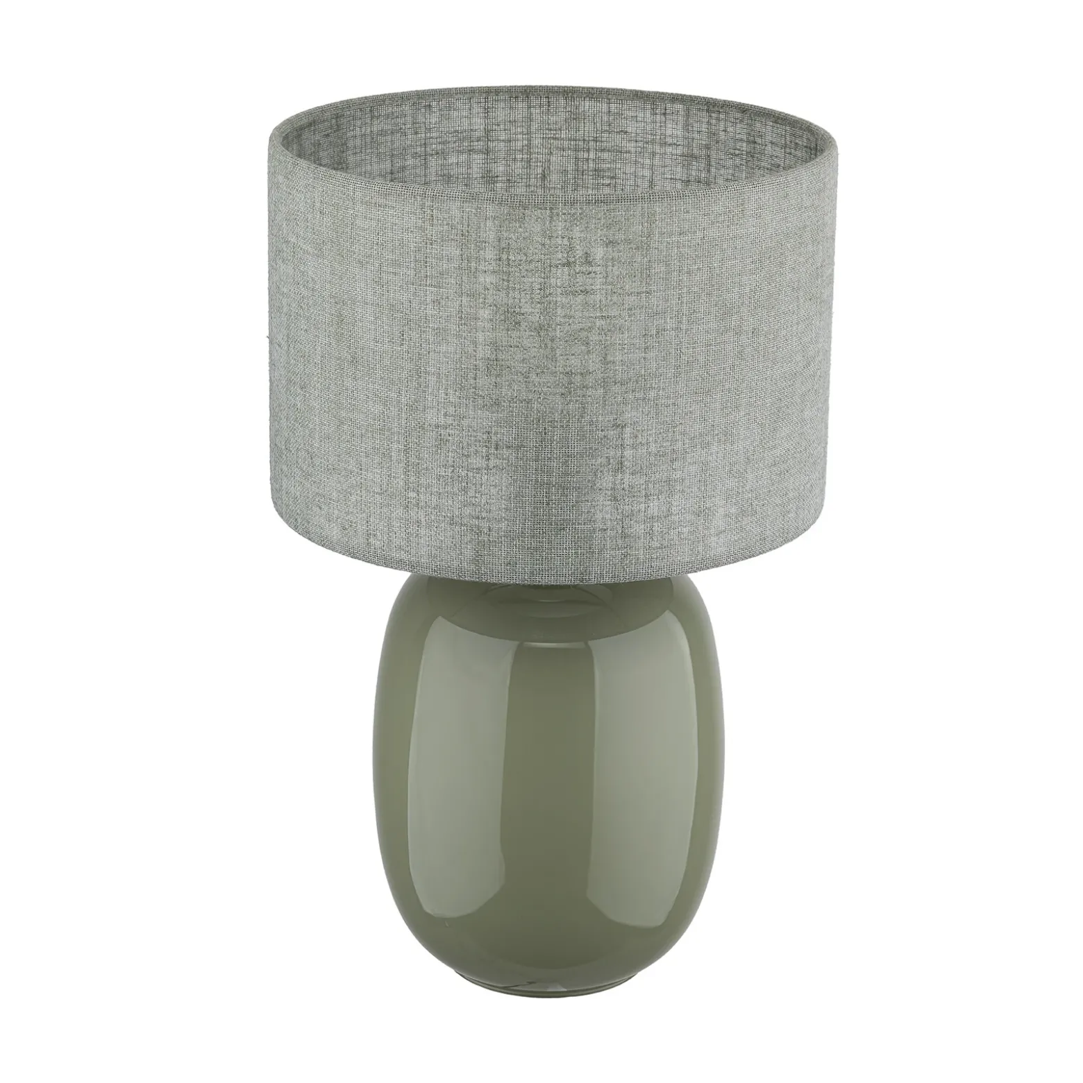 Lámpara de mesa Melody, verde oliva, textil, altura 48 cm, E27