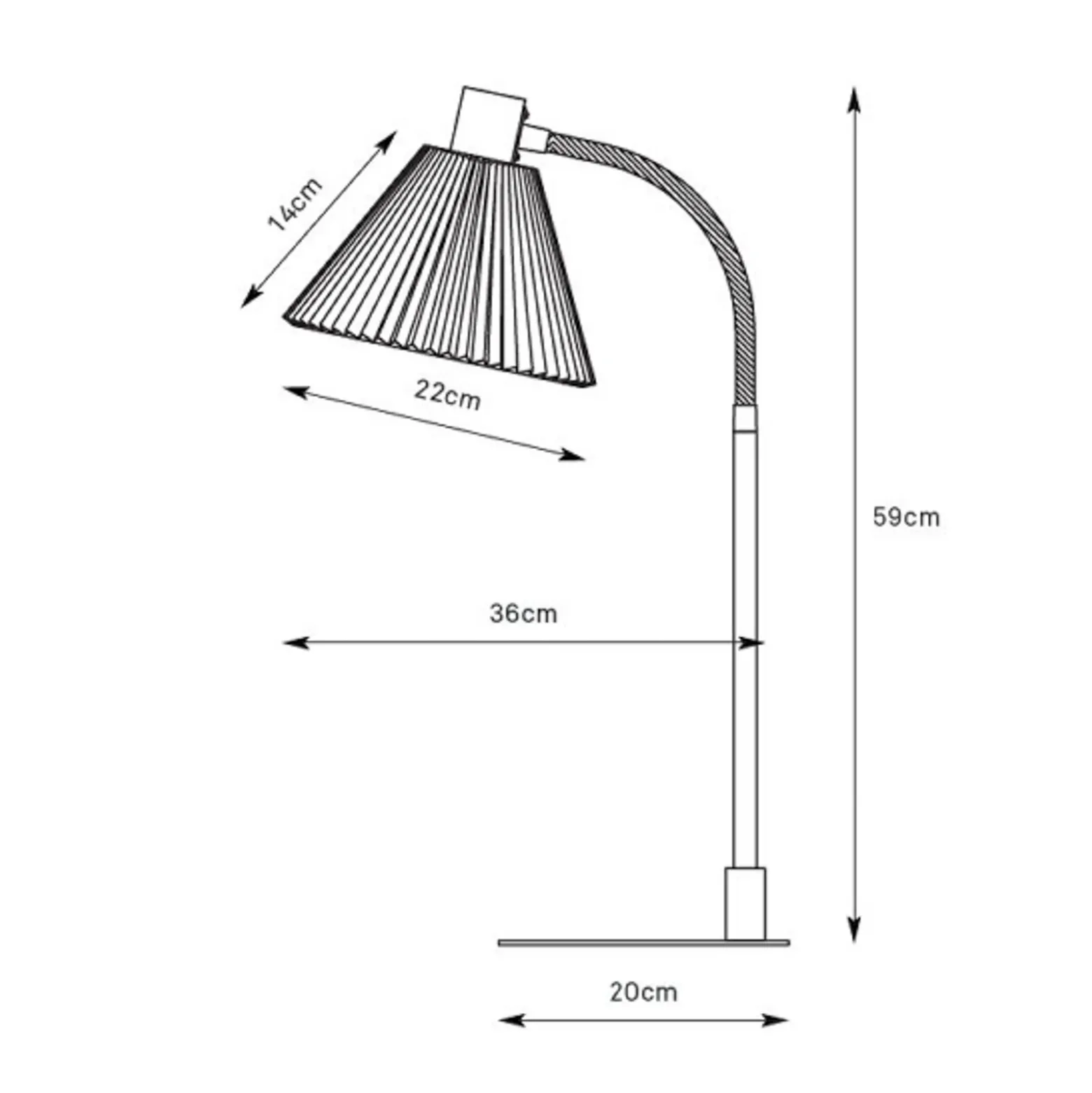 Lámpara de mesa Mira, blanco/negro, hierro/tejido, altura 59 cm