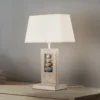 Lámpara de mesa Miriel, altura 46 cm, textil, madera