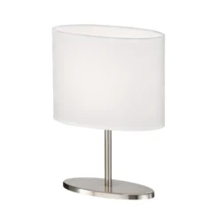 Lámpara de mesa Modena, blanco/níquel, chintz, altura 27 cm, E14