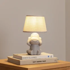 Lámpara de mesa Monkey, gris, cerámica, 28 cm de altura, E14