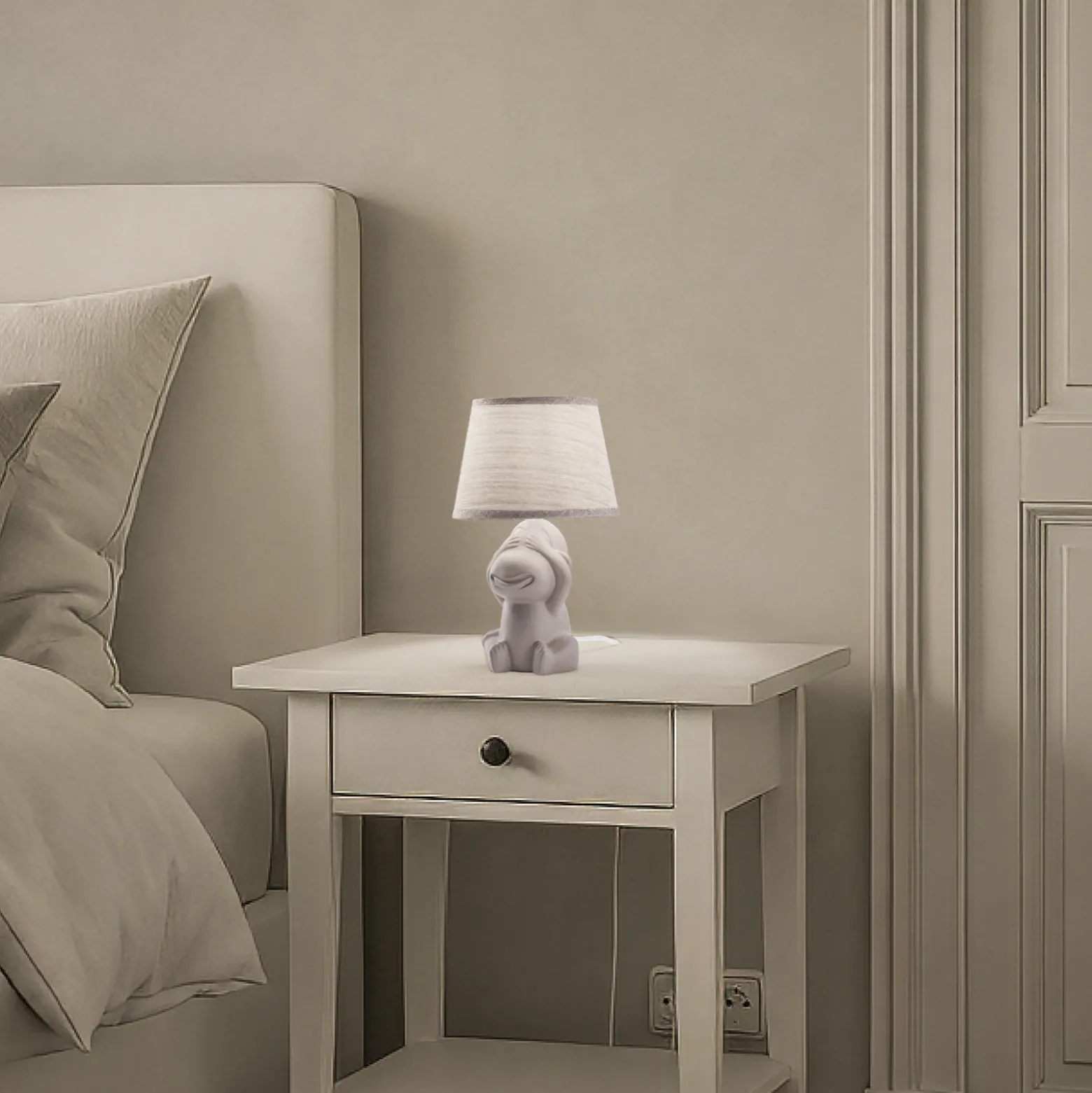 Lámpara de mesa Monkey, marrón, cerámica, 28 cm de altura, E14
