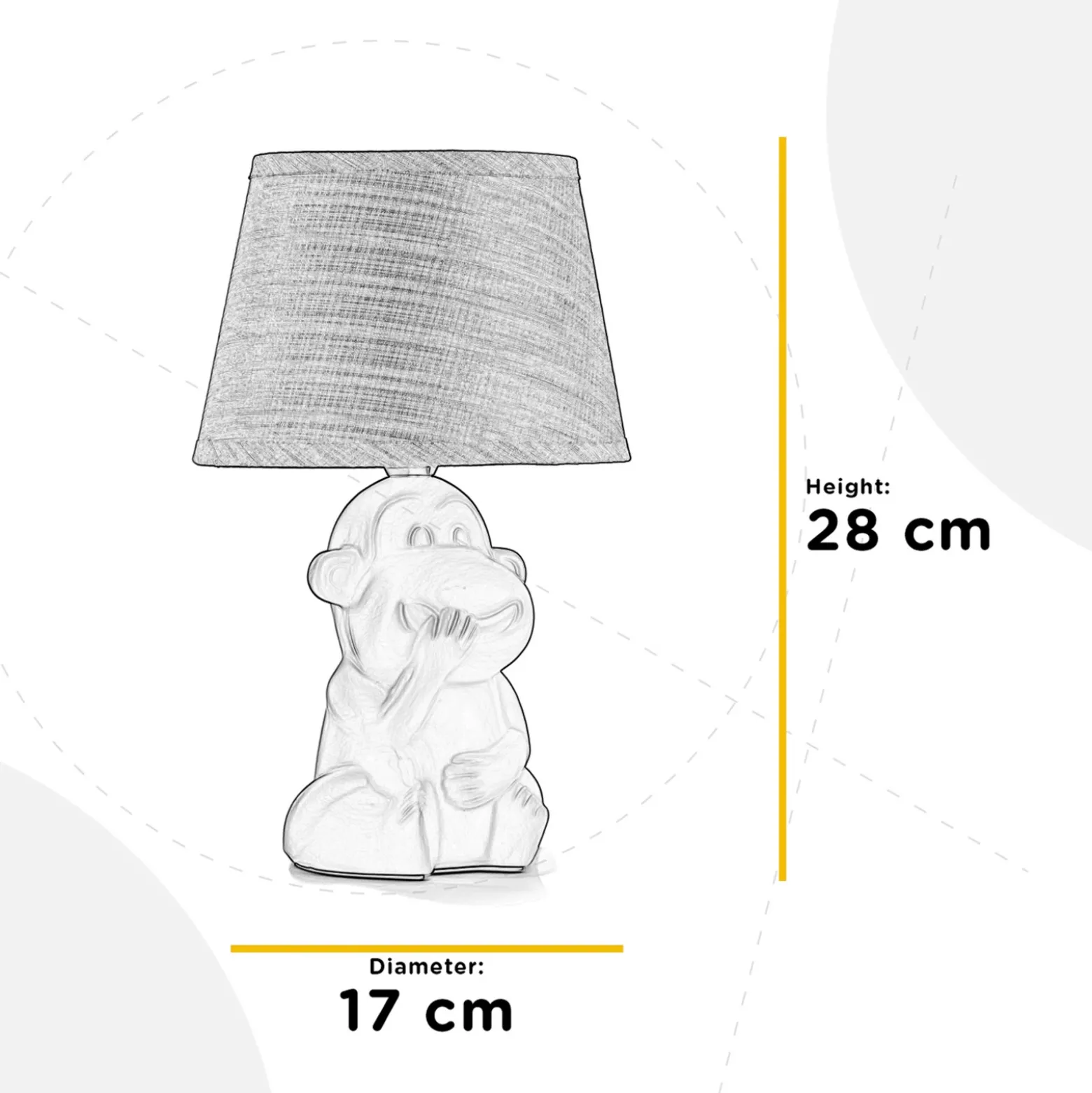 Lámpara de mesa Monkey, rosa, cerámica, 28 cm de altura, E14